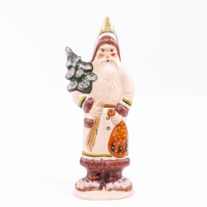 White Coat Father Christmas Holding Tree