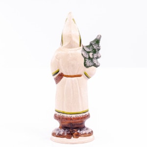 White Coat Father Christmas Holding Tree