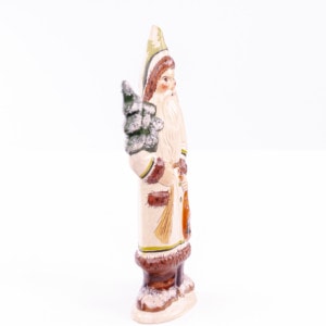 White Coat Father Christmas Holding Tree