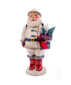 American Christmas Santa with Stockings and Candy Canes Trees