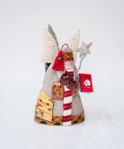Shimmering North Pole Santa with Book and Trees