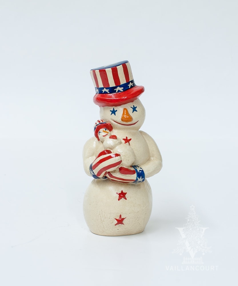 Patriotic Snowman with Baby