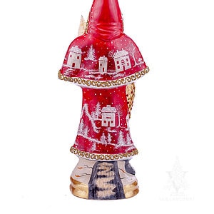 Red Father Christmas With Village Scene
