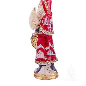 Red Father Christmas With Village Scene