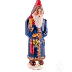 Father Christmas in Blue Coat Carrying Lantern