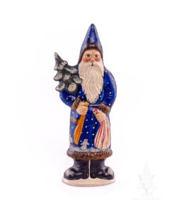 Blue Father Christmas with Switch and Snowmen on Coat