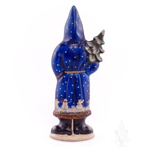 Blue Father Christmas with Switch and Snowmen on Coat