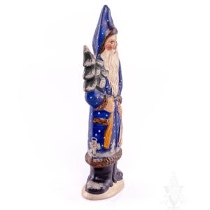 Blue Father Christmas with Switch and Snowmen on Coat