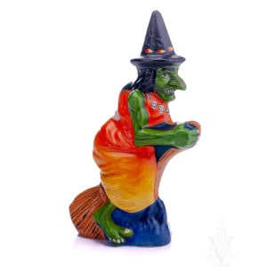 Green Witch Riding Broom