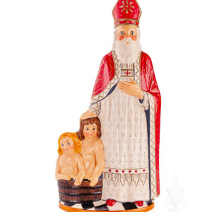 Saint Nick with Two Children in Barrel
