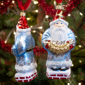 Santa in Blue with Swag