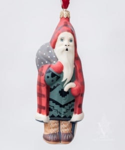 Father Christmas in Red Buffalo Plaid Coat