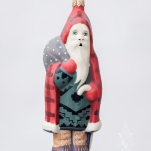 Father Christmas in Red Buffalo Plaid Coat
