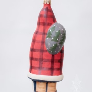 Father Christmas in Red Buffalo Plaid Coat