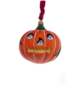 Pumpkin Ornament with Ghosts and Bats