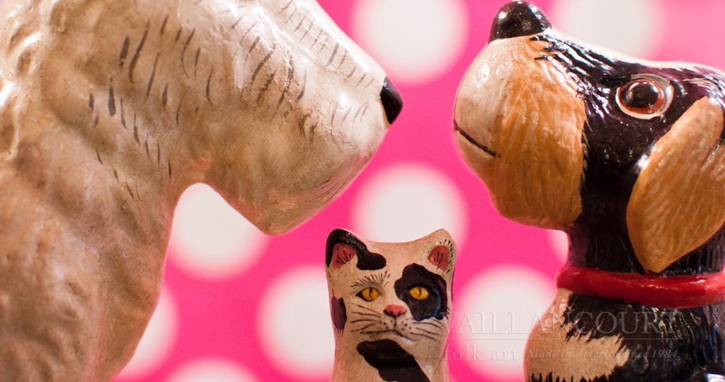 Chalkware Cats and Dogs by Vaillancourt Folk Art in Sutton, MA