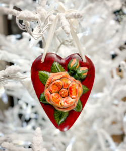 Flat Red Heart and Pink Rose