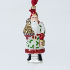 Pearlized Santa with Gold Apple Cone