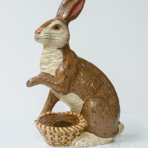 Classic Brown Rabbit with Paw Out Over Basket
