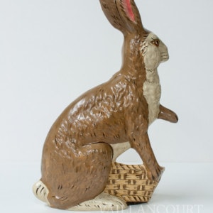 Classic Brown Rabbit with Paw Out Over Basket