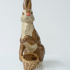Classic Brown Rabbit with Paw Out Over Basket