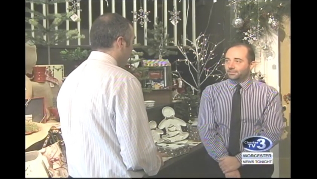 Andy Mattison interviewing Luke M. Vaillancourt in December 2016 for Worcester Business Tonight