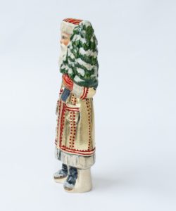 Tall Eastern European Gold Santa with Tree