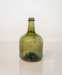 Hand-Blown Dark Green Thick Glass Antique Reproduction Wine Bottle