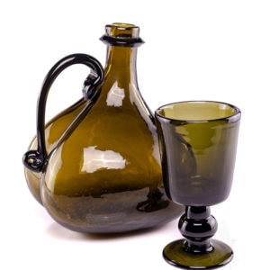 Dark Green Glass Goblet