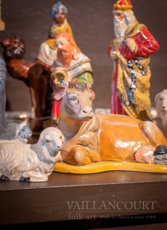 The newest addition to the Chalkware Nativity collection, the resting chalkware cow.