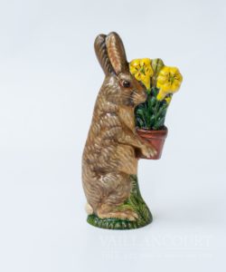 Bunny Carrying Yellow Lily In Clay Pot
