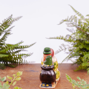 Irish Santa on Sled with Leprechaun