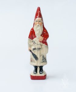 1930's Red And White Village Scene Santa