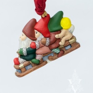 Three Christmas Gnomes on Sled
