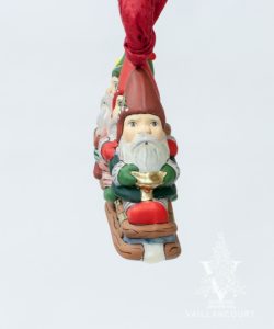 Three Christmas Gnomes on Sled