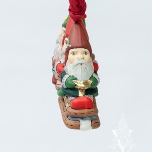 Three Christmas Gnomes on Sled