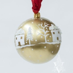 Jingle Balls™ Red Village Santa with Tree on Gold