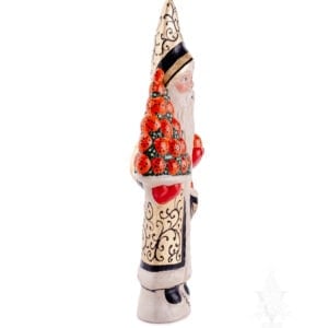 Colonial Santa in Gold Holding Orange Clove Tree