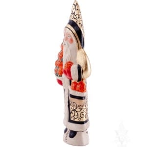 Colonial Santa in Gold Holding Orange Clove Tree