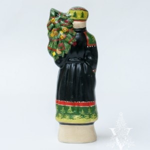 Colonial Santa in With Tree Decorated With Fruit