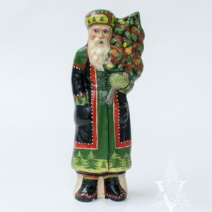 Colonial Santa in With Tree Decorated With Fruit