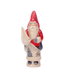 Red And White Village Scene Father Christmas with Tree