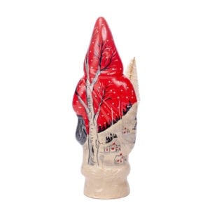 Red and White Village Scene Father Christmas with Tree