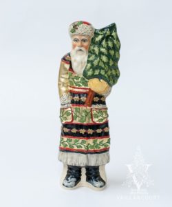 European Santa with Gold and Black Adorned with Gold Beads
