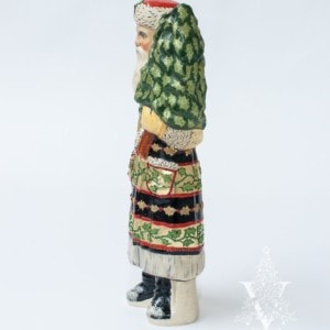 European Santa with Gold and Black Adorned with Gold Beads