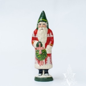 Red Forest Santa with Kissing Ball