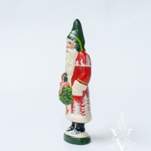 Red Forest Santa with Kissing Ball