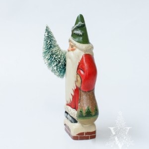 Red Father Christmas with Tree on Chimney Top One of a Kind
