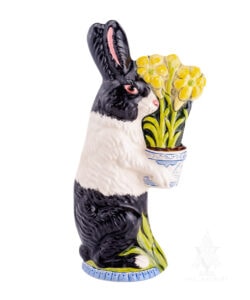 Black and White Rabbit with Delft Flower Pot