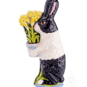 Black and White Rabbit with Delft Flower Pot